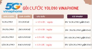 Đăng ký gói cước YOLO90 Vinaphone ưu đãi 45GB data online 30 ngày chỉ 90k