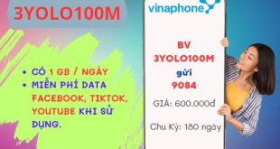 Đăng ký gói cước 3YOLO100M Vinaphone nhận 90GB- kèm free data truy cập MyTV liên tục 3 tháng
