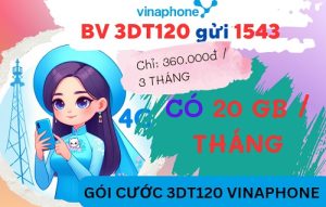 Đăng ký gói cước 3DT120 Vinaphone lướt web thả ga 3 tháng với ưu đãi 60GB data