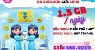 Gói cước 3VD120N Vinaphone: ưu đãi 1.5GB mỗi ngày, gọi thả ga, dùng 3 tháng