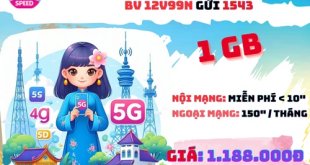 Gói cước 12V99N Vinaphone có 1GB mỗi tháng, gọi thả ga, dùng 1 năm