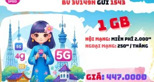 Đăng ký gói cước 3V149N Vinaphone chỉ 447k online và gọi thoại thả ga 3tháng
