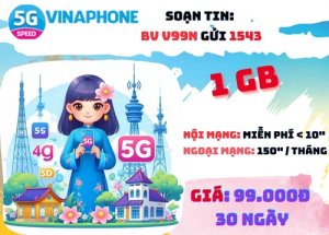 Đăng ký gói cước V99N Vinaphone gọi thoại và online cả tháng chỉ 99k
