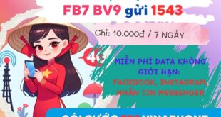 Gói cước FB7 Vinaphone: Lướt Facebook và nhắn tin Messenger không giới hạn 7 ngày