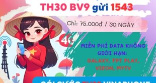 Gói cước TH30 Vinaphone: Miễn phí Data truy cập các ứng dụng Galaxy, FPT Play, VieON, MyTV