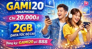 Gói Cước GAMI20 Vinaphone – 2GB/ Tuần - Chỉ 20.000đ đăng ký nhanh qua 888