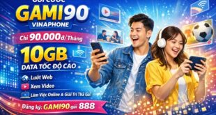 Gói cước GAMI90 Vinaphone – 10GB Data Tốc Độ Cao Chỉ 90.000đ/Tháng