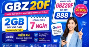 Đăng Ký Gói Cước GBZ20F VinaPhone Chỉ 20.000đ Có Ngay 2GB Data + Miễn Phí GoBiz 7 Ngày